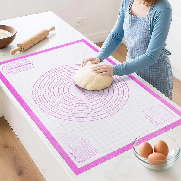 Extra Grote 91 x 61 cm Anti-aanbak Siliconen Bakmat - Voor Het Rollen van Deeg - Bakplaat met Meetmarkeringen voor de Keuken - Hittebestendig en Herbruikbaar Pizza Accessoires voor Bakkers