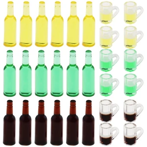 Golden crown - Miniatuur Bierflessen - Decoratieve Accessoires - Hars - Poppenhuis - Keuken Bar Restaurant - 30 Stuks - Geschikt voor Volwassenen