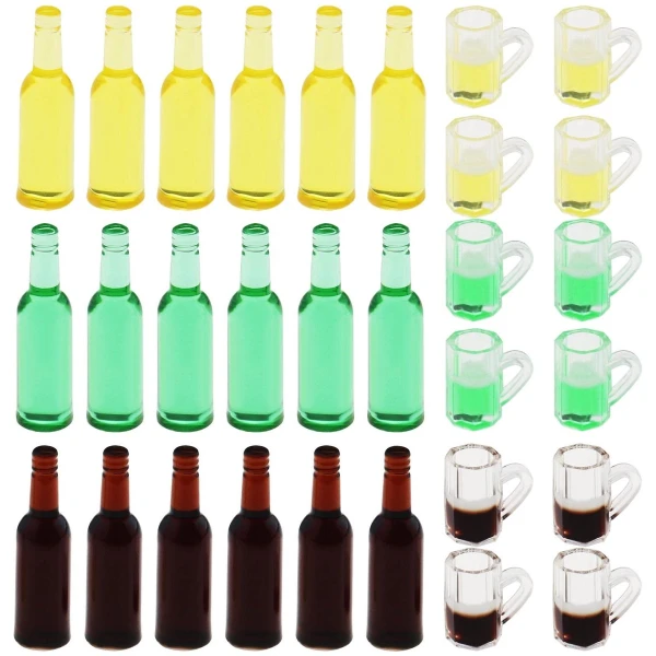 Golden crown - Miniatuur Bierflessen - Decoratieve Accessoires - Hars - Poppenhuis - Keuken Bar Restaurant - 30 Stuks - Geschikt voor Volwassenen