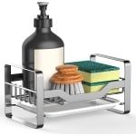 Keukenorganizer, gootsteen, opbergruimte, organizer, keuken, organizer, kast, accessoires, sponshouder, schoonmaakmiddel, spoelbak, afdruiprooster, gootsteen, rek, smalle sponshouder, plank, zilverkleurig