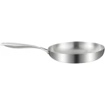 Koekenpan - Voor keuken en koken - Compatibel met inductie, elektrische en gasoven - 304 roestvrij staal, diameter: 24 cm, kleur: steel