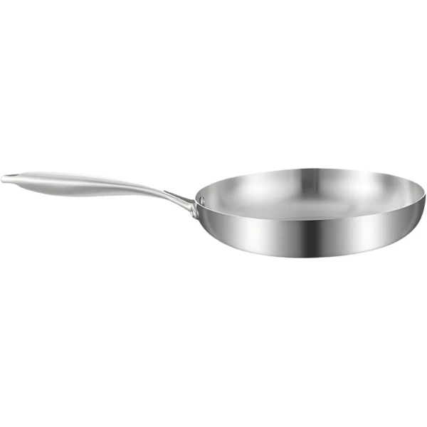 Koekenpan - Voor keuken en koken - Compatibel met inductie, elektrische en gasoven - 304 roestvrij staal, diameter: 24 cm, kleur: steel