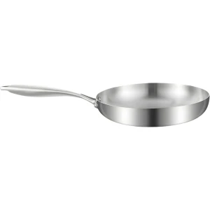 Koekenpan - Voor keuken en koken - Compatibel met inductie, elektrische en gasoven - 304 roestvrij staal, diameter: 28 cm, kleur: steel