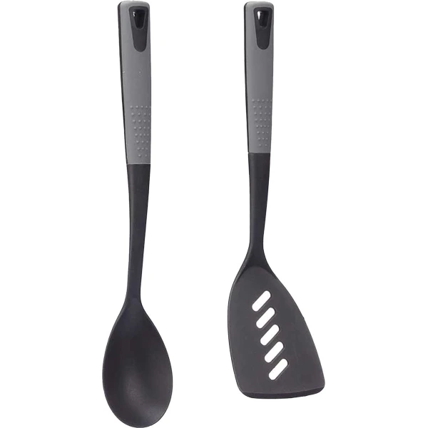 Kook/keuken gerei - set van 2x stuks - zwart/grijs - kunststof - keuken/kook accessoires