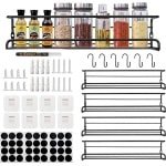 Kruidenrekken organizer - hangend/staand wandmontage - roestvrij staal kruidenrek keuken accessoires - zwart kruidenrek ophangbaar