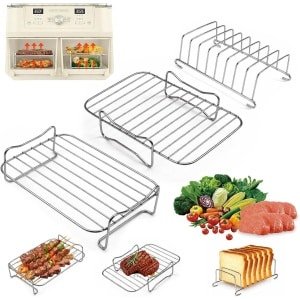 Luchtfriteuse Accessoires - Keuken Roosters - Gelijkmatig Garen - Duurzaam Roestvrij Staal - 20.5cm Breed - Transparant