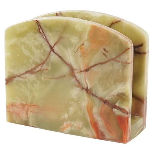 Moderne Marmeren Servethouder 5.5 Inches - Handgemaakt Groene Onyx Keuken Accessoire