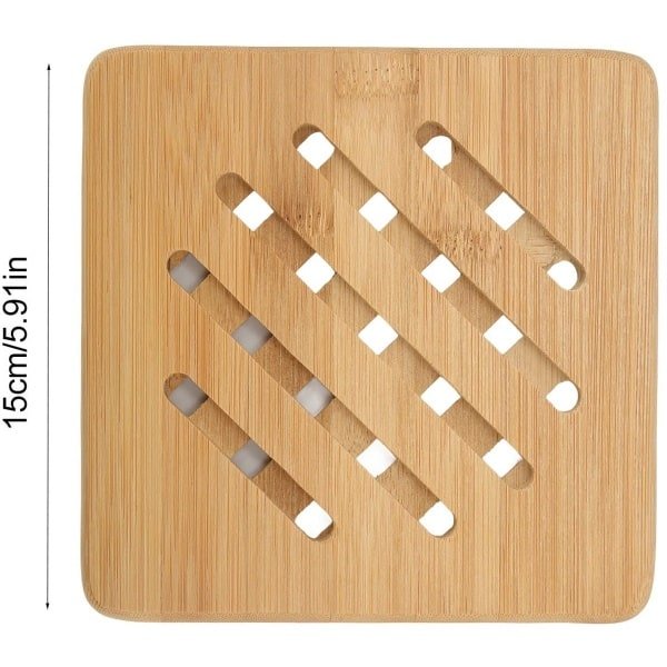 ONF3 - Bamboe Onderzetters - Hittebestendige Matten - Set van 5 - Vierkant - Keuken Accessoires - Voor warme gerechten - Bamboe