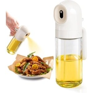 Oil Sprayer - Olieverstuiver Spray Fles - 250 ml - Voor Olijfolie & Azijn - wit - Fine Mist - Keuken Oliespuit - Airfryer Accessoires - Olievernevelaar - Doseerfles - Navulbaar - Glas - BBQ & Salade - Gezond Koken
