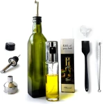 Olijfolie Fles - Olijfolie/ Azijn - 500 ML - Glazen Oliefles - Luxe Olie Fles - Navulbaar - Inclusief schenktuit, trechter en dop met kurk - Olijfolie Set - Olijfolie Sprayer inclusief accessoires - 100 ML - Olijfolie voor keuken - Cadeau