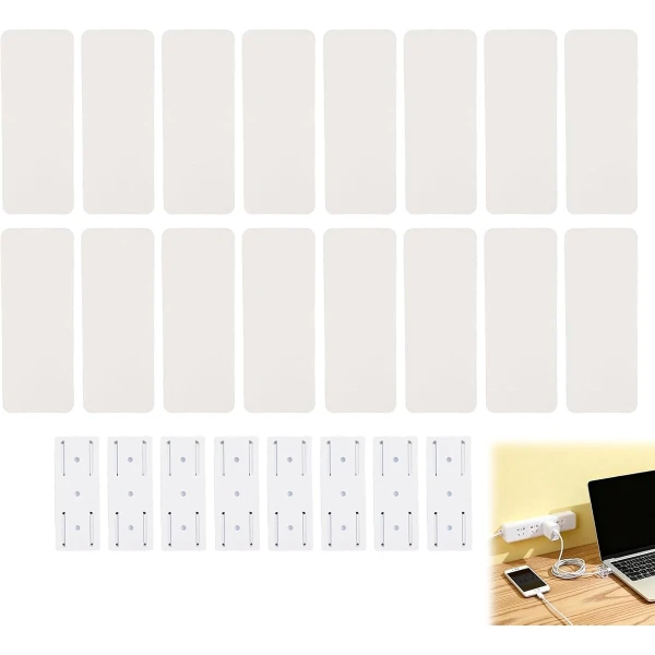 Pack van 8 zelfklevende kapbeugels zonder perforatie - wandsteun - meerdere wandmontage - wandbevestiging voor stekkerdozen en accessoires - voor het organiseren van je kantoor en keuken