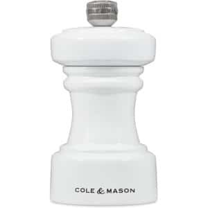 Pepermolen - Kruidenmolen Tafel - Keuken Accessoire - Precisie Staal Mechanisme - 10 cm - Wit Glans