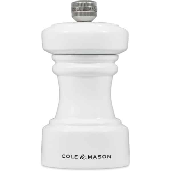 Pepermolen - Kruidenmolen Tafel - Keuken Accessoire - Precisie Staal Mechanisme - 10 cm - Wit Glans