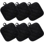 Set van 6 katoenen pannenlappen en ovenwanten, hittebestendige keuken accessoires in zwart - keuken hot pads