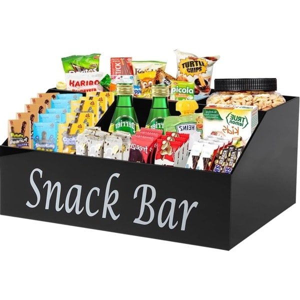 Snack Organizer Keuken - 4 Vakken Opbergdoos - Ruimtebesparend & Overzichtelijk - Transparant Acryl - Met Handvat - Voor Snacks, Thee, Kruiden & Coffee Station Accessoires