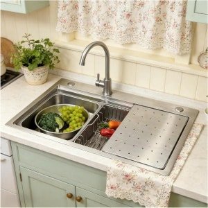 Spoelbak Keuken - Gootsteen Inbouw - Keukenwerk Efficiënt - Geïntegreerde Accessoires - 85 x 50 cm - Zilver