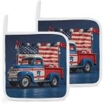 Vierkante Pannenlappen - Keuken Accessoires - Keuken Bescherming - Dubbelzijdig Bedrukt - 20x20 cm - Patriottisch