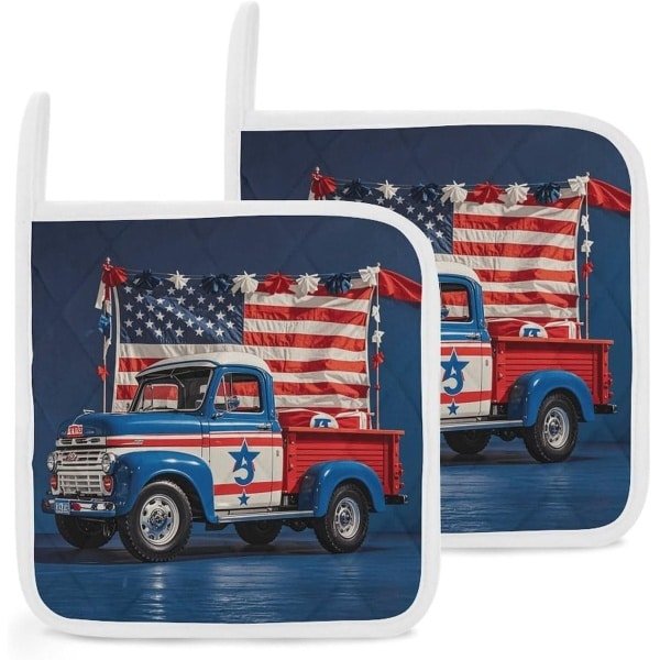 Vierkante Pannenlappen - Keuken Accessoires - Keuken Bescherming - Dubbelzijdig Bedrukt - 20x20 cm - Patriottisch