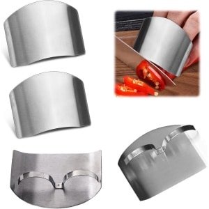 Vingerbeschermer - 4stuks - Vaatwasserbestendig - RVS - Extra Stabiel - RVS Vinger Beschermer - Vinger Snij Beschermer - tijdens het Snijden van Groente - Ideale Keuken Accessoire