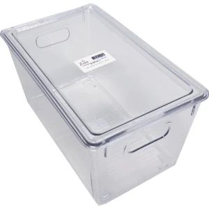 Ziva Refrigerator Organizer Bin C2 met Deksel - Koelkast Opbergbak - 257x155x135mm Afmetingen - Voedsel Opbergbox met Deksel - Keuken Organisatie Accessoire - Transparante Gestructureerde Opslagoplossing voor Efficiënte Koelkastorganisatie