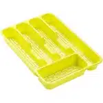 2x stuks bestekbakken/bestekhouders 5-vaks lime groen - 24 x 24 x 4 cm - Keuken opberg accessoires