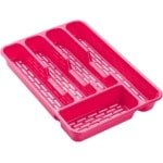 2x stuks bestekbakken/bestekhouders 5-vaks roze - 24 x 24 x 4 cm - Keuken opberg accessoires