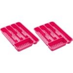 Bestekbak/bestekhouders 5-vaks roze - 24 x 24 x 4 cm - Keuken opberg accessoires