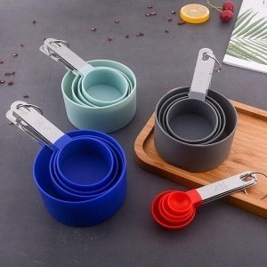 Cup Meetinstrumenten- Multi Purpose Lepels - Baken - Zwart - Accessoires Roetvrij - Staal -Plastic Handvat - Keuken Gadgets