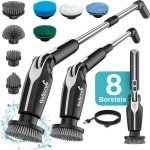 GoScrub® Elektrische Schoonmaakborstel - Cleaning Hero V1 - Zwart - Schrobber Met Steel - Poetsmachine - Schrobborstel - Voor Badkamer en Keuken - 8 Opzetstukken