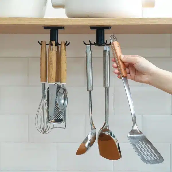 Keuken Organisator En Opslag Keuken Benodigdheden Organisatoren Draaibare Rack Accessoires Kast Organizer Hook Up Opbergrek - Zwart