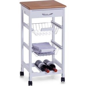 Keuken trolley/kastje met uitschuifbare mandjes en wijnrek 36 x 76 cm - Woondecoratie - Keuken accessoires/benodigdheden - Bijzetkastjes - Trolleys