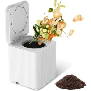 Kibus Elektrische Compostmachine voor de keuken - 3,5 liter - Compostbak voor voedselafval - Verandert voedselafval in compostmeststof - Wit