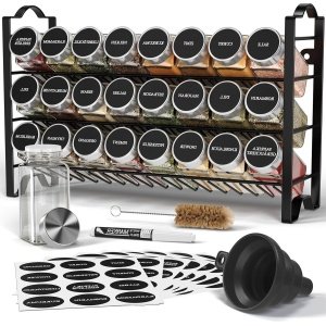 Kruidenrek 3-laags Metalen Kruiden Organizer met 24 Kruidenpotjes - Deco Haus Sorteerset - Keuken Accessoires - Zwart