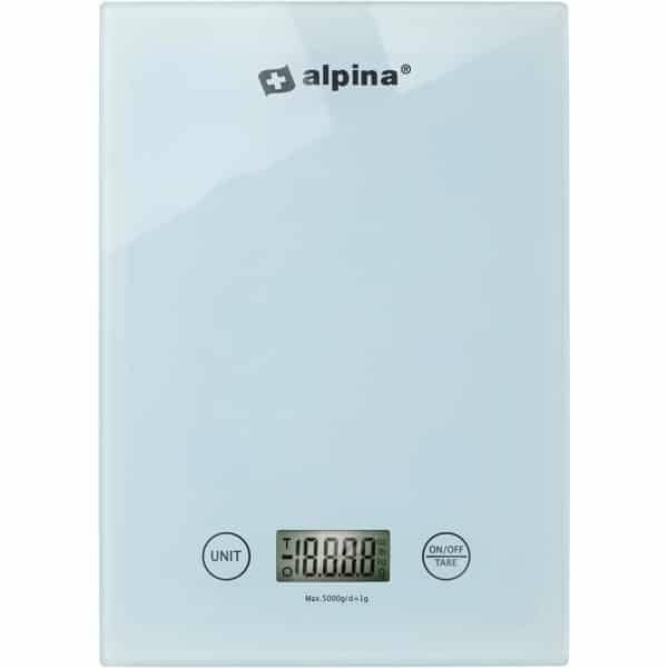 alpina Keukenweegschaal Digitaal - Weegschaal Keuken in gr, lb, oz en ml - Precisie Weegschaal met Tarra Functie - Keuken Accessoires - 22 x 15,5 cm - Wit