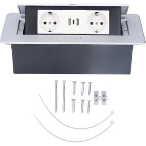 Inbouwstopcontact Power Hub met Pop Out Pop Up vloer elektrische uitlaat - keuken Countertop waterdicht stopcontacten - 2 verkooppunten 2 USB-oplaadpoorten