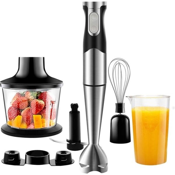 Krachtige Staafmixer Set - 800W - Verstelbare Snelheden - Multifunctionele Accessoires - Spatbescherming - Roestvrij Stalen Behuizing - Inclusief Hakmolen en Garde - Gemakkelijk Reinigbaar - Culinaire Perfectie in Jouw Keuken!