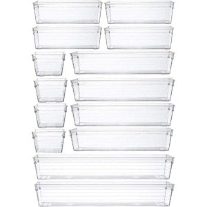 14 STKS Clear Plastic Lade Organizer Tray voor Make-up, Keukengerei, Sieraden en Gadgets