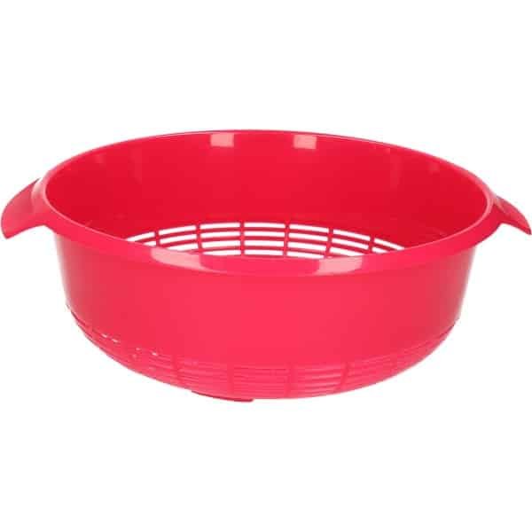 1x Kunststof vergiet roze - 27 x 23 x 9 cm - Laag model - Plastic vergieten keuken accessoires