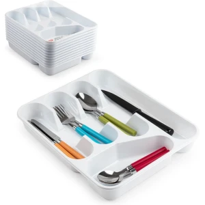 2x Bestekbak/bestekhouders 5-vaks wit - 27 x 33,5 x 4,5 cm - Keuken opberg accessoires