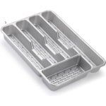 2x Bestekbak/bestekhouders 5-vaks zilver - 27 x 33 x 4,5 cm - Keuken opberg accessoires