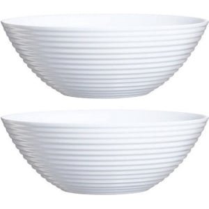 2x Fruitschaal van wit glas 27 cm - Schalen en kommen - Keuken accessoires/benodigdheden glazen fruitschalen