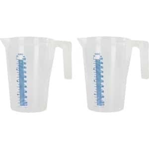 2x Kunststof maatbekers transparant 1 liter - Keuken accessoires en benodigdheden