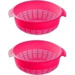 2x Kunststof vergiet roze - 37 x 23 x 9 cm - Plastic vergieten keuken accessoires