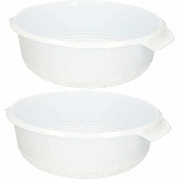 2x Kunststof vergiet wit - 21 x 21 x 9 cm - Plastic vergieten keuken accessoires