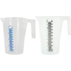 2x Maatbekers transparant 1 en 2 liter - Maatbeker - Keuken accessoires en benodigdheden