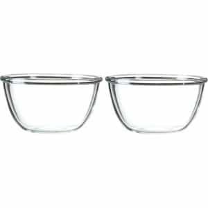 2x Salade schalen/slakommen van glas 24 cm - Schalen en kommen - Keuken accessoires