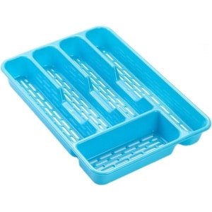 2x stuks bestekbakken/bestekhouders 5-vaks blauw - 24 x 24 x 4 cm - Keuken opberg accessoires