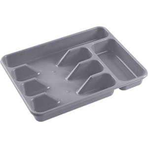 2x stuks bestekbakken/bestekhouders 5-vaks grijs - 34 x 26 x 5 cm - Keuken opberg accessoires