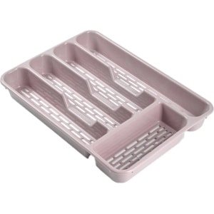 2x stuks bestekbakken/bestekhouders 5-vaks roze - 33 x 24 x 4 cm - Keuken opberg accessoires