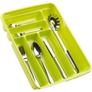 2x stuks bestekbakken/bestekhouders 6-vaks lime groen - 40 x 30 x 7 cm - Keuken opberg accessoires